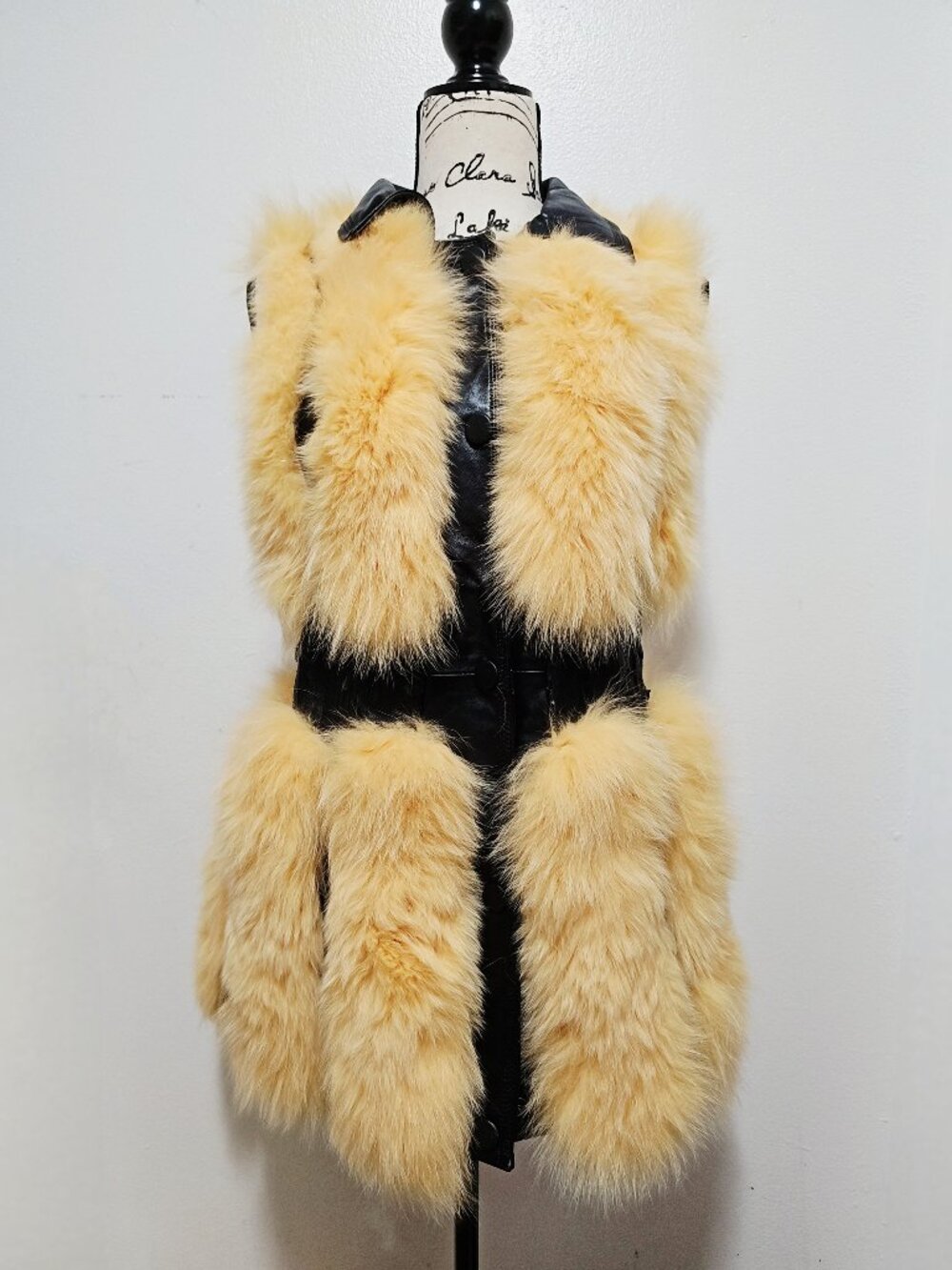 DEFECT CLEARANCE New Silver Blue Fox Fur Gilet Vest Yellow Mustard Lemon Mink